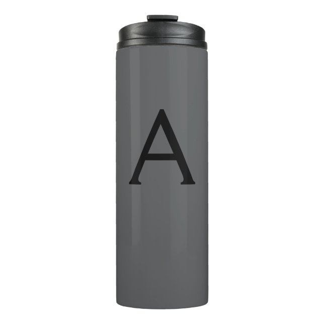 Klassisches Grau Einfaches Monogramm Name Initiale Thermosbecher (Vorderseite)