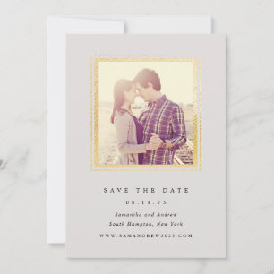 Klassisches Grau- und Goldrahmen-Foto Save the Dat Date