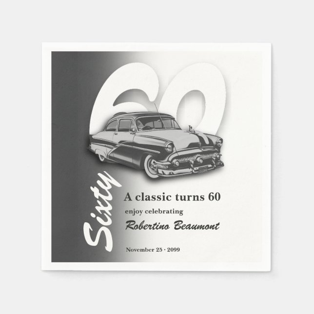 Klassisches graues Auto wird 60 Jahre alt Serviette (Vorderseite)