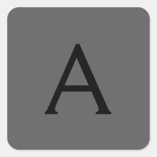 Klassisches graues einfaches Monogramm mit Namen u Quadratischer Aufkleber
