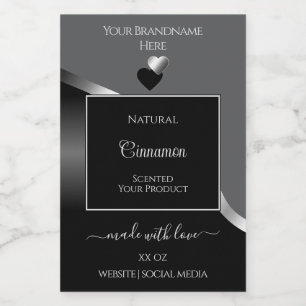 Klassisches Gray Black Wavy Silver Hearlabel Lebensmitteletikett