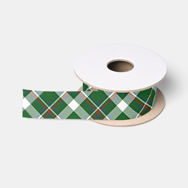 Klassisches Green Blue White Kariertes Muster Satinband (Spule)