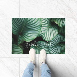 Klassisches, großes Leaf-Design, Ihr Name oder Tex Fußmatte