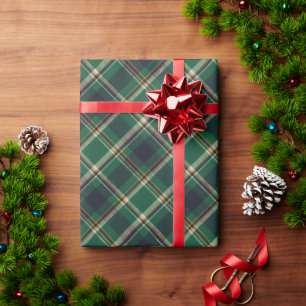 Klassisches grün-blau-gelbes Karo-Geschenkpapier Geschenkpapier