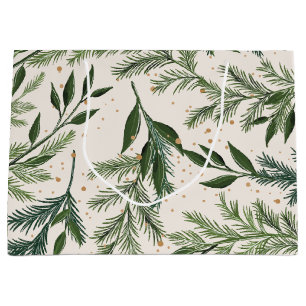 Klassisches Grün Pine Gold Traditionelles Weihnach Große Geschenktüte