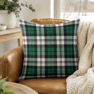 Klassisches Grün-Schwarz-Weiß-Tartan-Karo-Weihnach Kissen