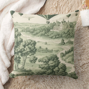 Klassisches Grün Toile de Jouy Französische Landsc Kissen