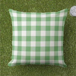 Klassisches Grün-Weiß-Gingham-Karo-Kontrollmuster Kissen