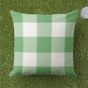 Klassisches grün-weißes großes Gingham-Karo Kissen