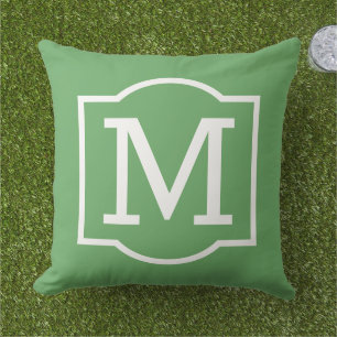 Klassisches grün-weißes Monogramm mit Klammer Kissen