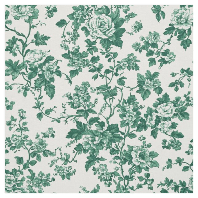 Klassisches grünes Blumen-Toile Stoff (Muster)