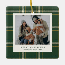 Klassisches grünes Karo-Familien-Weihnachtsfoto