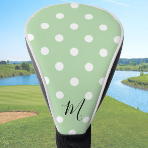 Klassisches grünes Muster Monogramm Polka Punkt Golf Headcover