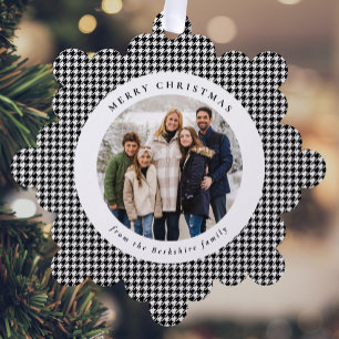 Klassisches Hahnentrittmuster Schwarz-weiß 2 Foto  Ornament Karte