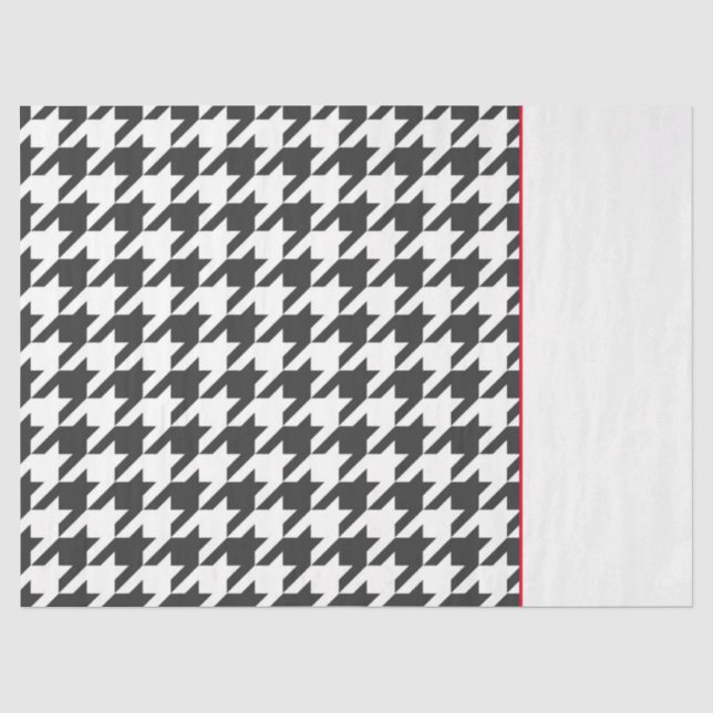 Klassisches Hahnentrittmuster Schwarz-weiß Red Tim Seidenpapier (Vorderseite)