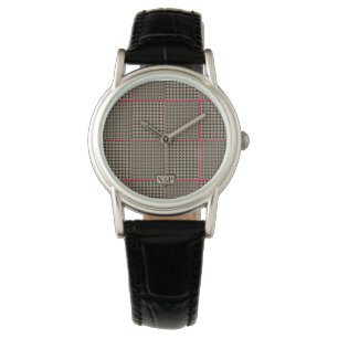 Klassisches Hahnentrittmuster Schwarzer Taupe Hot  Armbanduhr