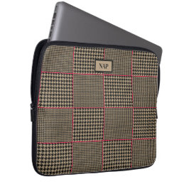 Klassisches Hahnentrittmuster Schwarzer Taupe Hot Laptopschutzhülle