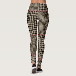 Klassisches Hahnentrittmuster Schwarzer Taupe Hot Leggings