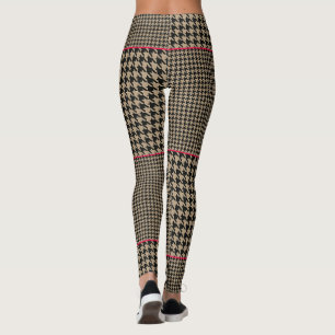 Klassisches Hahnentrittmuster Schwarzer Taupe Hot  Leggings