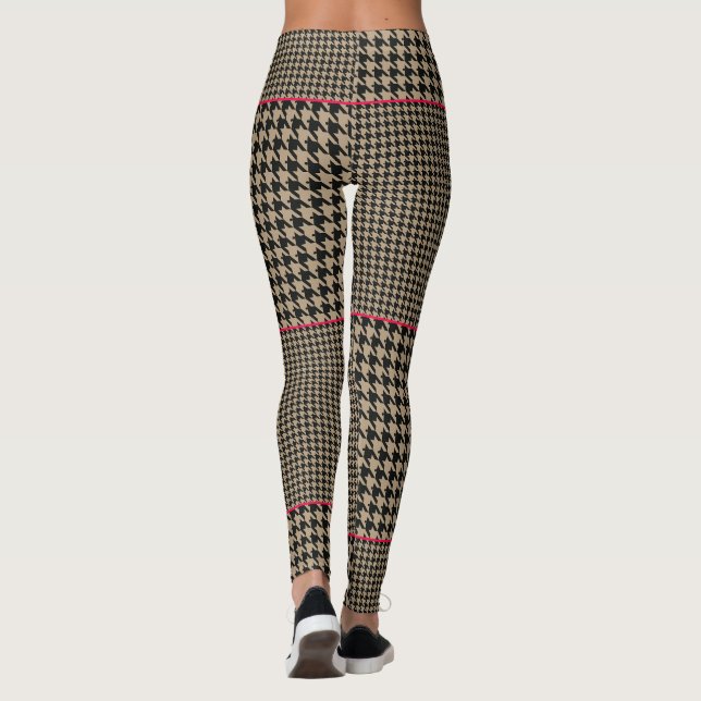 Klassisches Hahnentrittmuster Schwarzer Taupe Hot  Leggings (Rückseite)