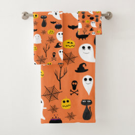 Klassisches Halloween-Farbmuster Badhandtuch Set