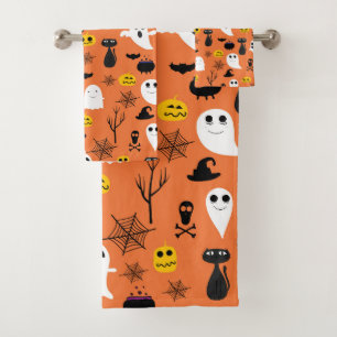 Klassisches Halloween-Farbmuster Badhandtuch Set