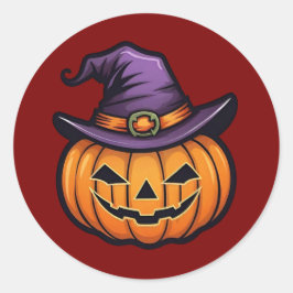 Klassisches Halloween-Hexenhut-Kürbiskleber Runder Aufkleber