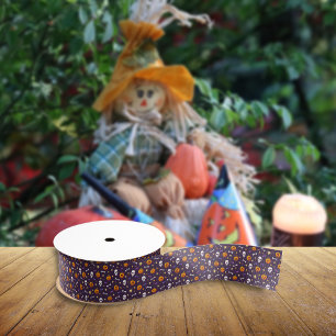 Klassisches Halloween-Muster dunkel Lila Ripsband