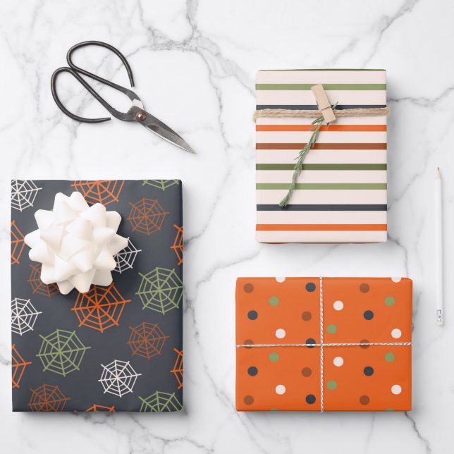 Klassisches Halloween-Muster Geschenkpapier Set (Vorderseite)