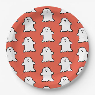 Klassisches Halloween Orange und White Ghost Pappteller