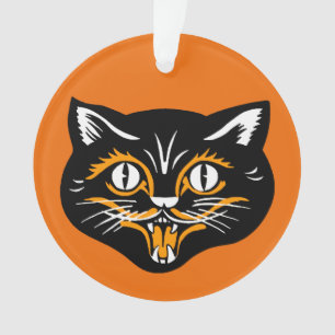 Klassisches Halloween-Schwarzes Katzengefecht Oran Ornament