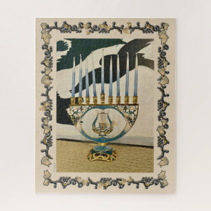 Klassisches Hanukkah-Menorah-Rätsel/verzierte Gren