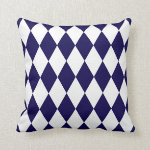 Klassisches Harlekin-Diamant-Muster-Kobalt Kissen