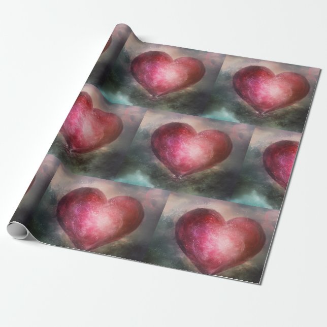 Klassisches Heart Tiled Wrapping Paper Geschenkpapier (Ungerollt)