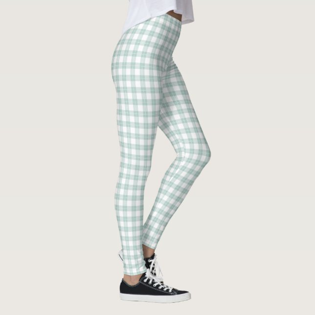 Klassisches, hellgrün und Kariertes Muster Leggings (Rechts)