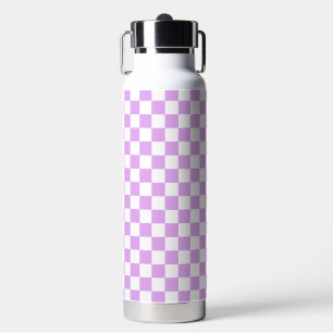 Klassisches helllila Schachbrettmuster  Trinkflasche