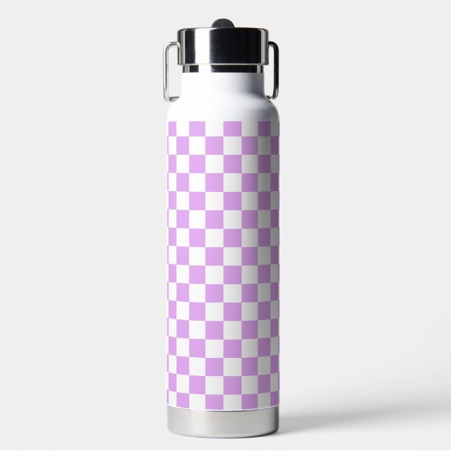 Klassisches helllila Schachbrettmuster  Trinkflasche (Vorderseite)