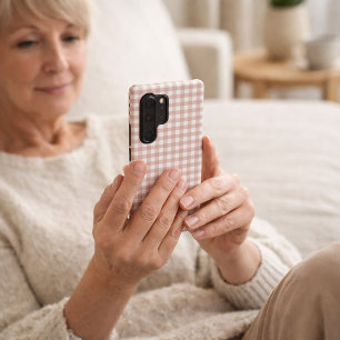 Klassisches hellrosa Gingham-Karomuster Samsung Galaxy Hülle