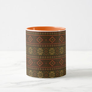 Klassisches Herbst-Fair-Isle-Muster mit Farbverlau Tasse