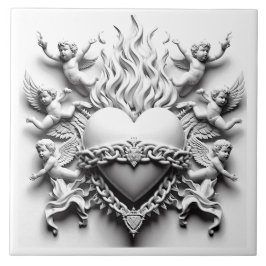 Klassisches Herz + Kette Fliese