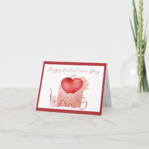Klassisches Herz und Blume Valentinstag-Karte Karte