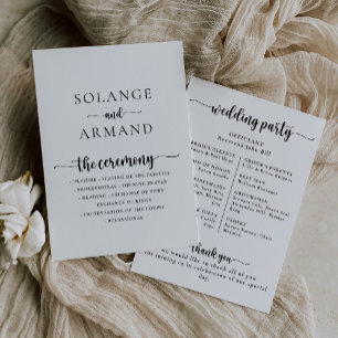 Klassisches Hochzeitsprogramm für Elegante Kalligr