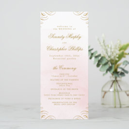 Klassisches Hochzeitsprogramm für Rosa und Gold Menükarte
