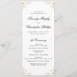 Klassisches Hochzeitsprogramm für Schwarz und Gold Menükarte