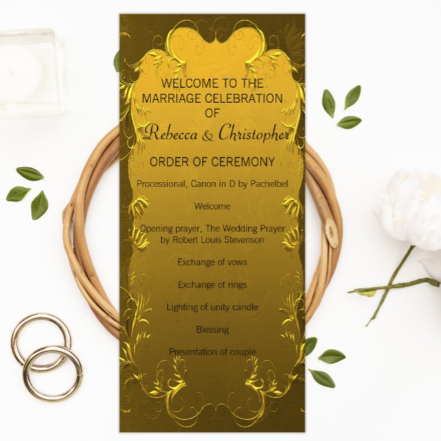 Klassisches Hochzeitsprogramm mit goldener Eleganz Programm (Von Creator hochgeladen)