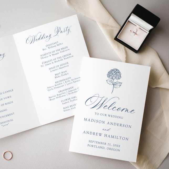 Klassisches Hochzeitsprogramm mit Navy-Blauen Hort Programm (Von Creator hochgeladen)