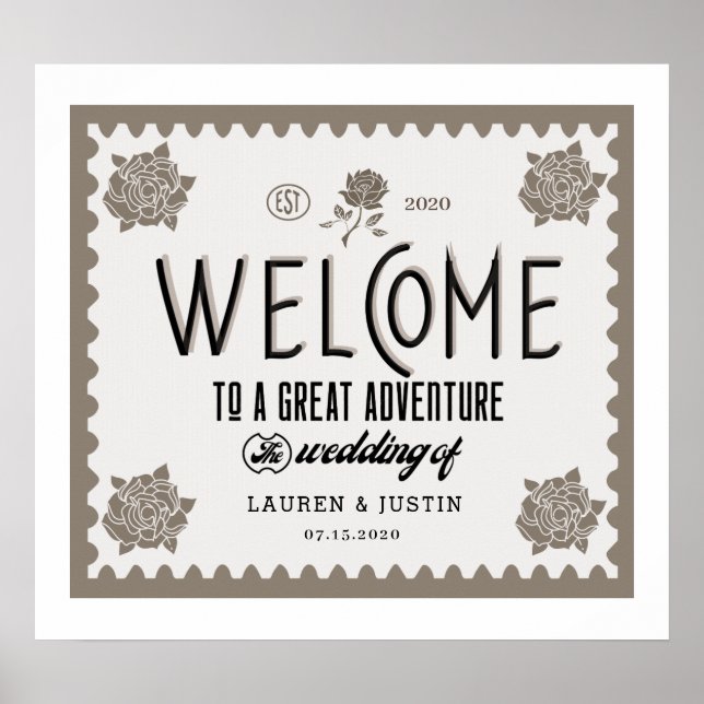 klassisches Hochzeitstil-Begrüßungszeichen Poster (Vorne)