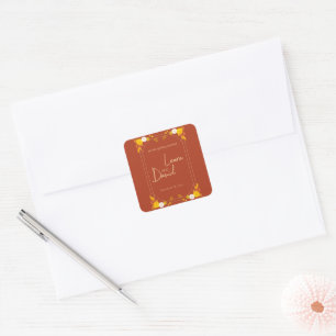 Klassisches Hochzeitstil Quadratischer Aufkleber