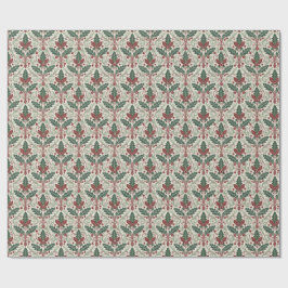 Klassisches Holly-Damask-Wrap-Papier Geschenkpapier