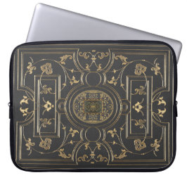Klassisches Holzkohlegrau mit gegoldenem botanisch Laptopschutzhülle
